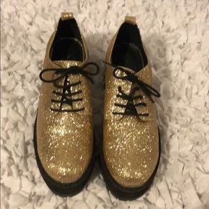 ASOS Gold Glitter Platform Oxfords